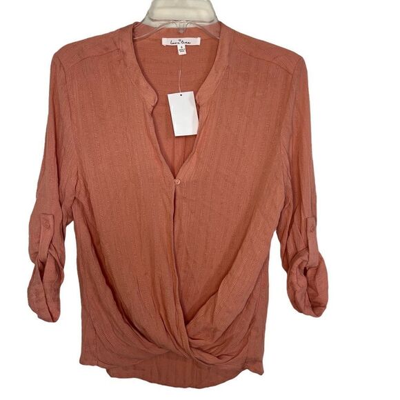 Love Tree Peach 3/4 Sleeve Kimono Wrap Boho V-Neck Blouse - Picture 2 of 8